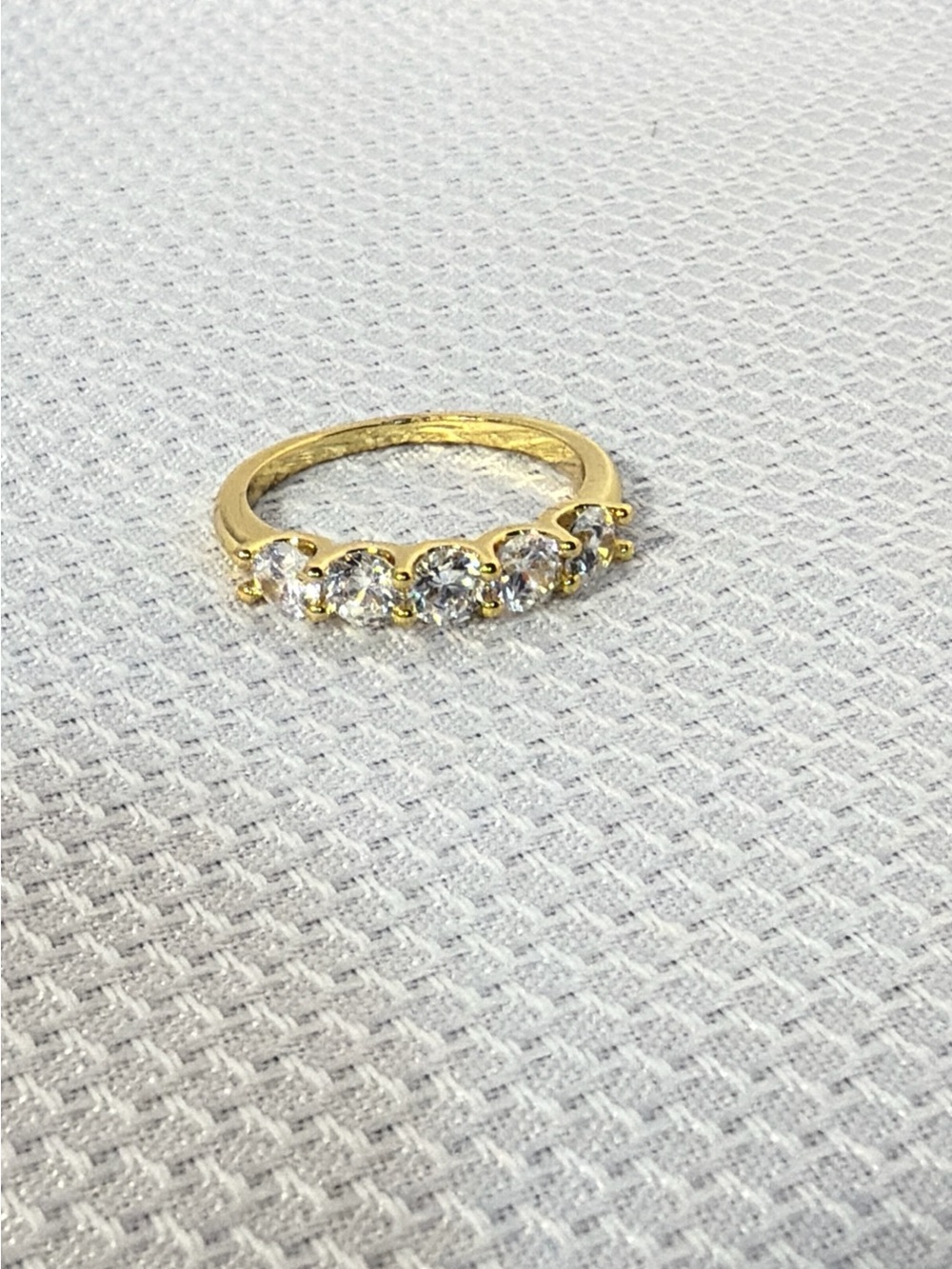 14K Yellow Gold Plated 925 Sterling Silver Stone Eternity Band Ring